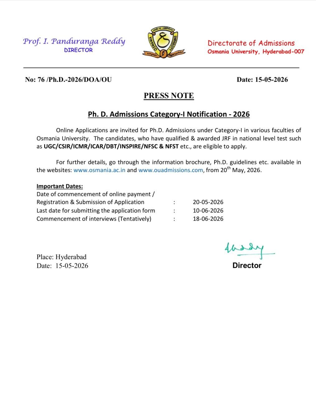 Admissions PhD